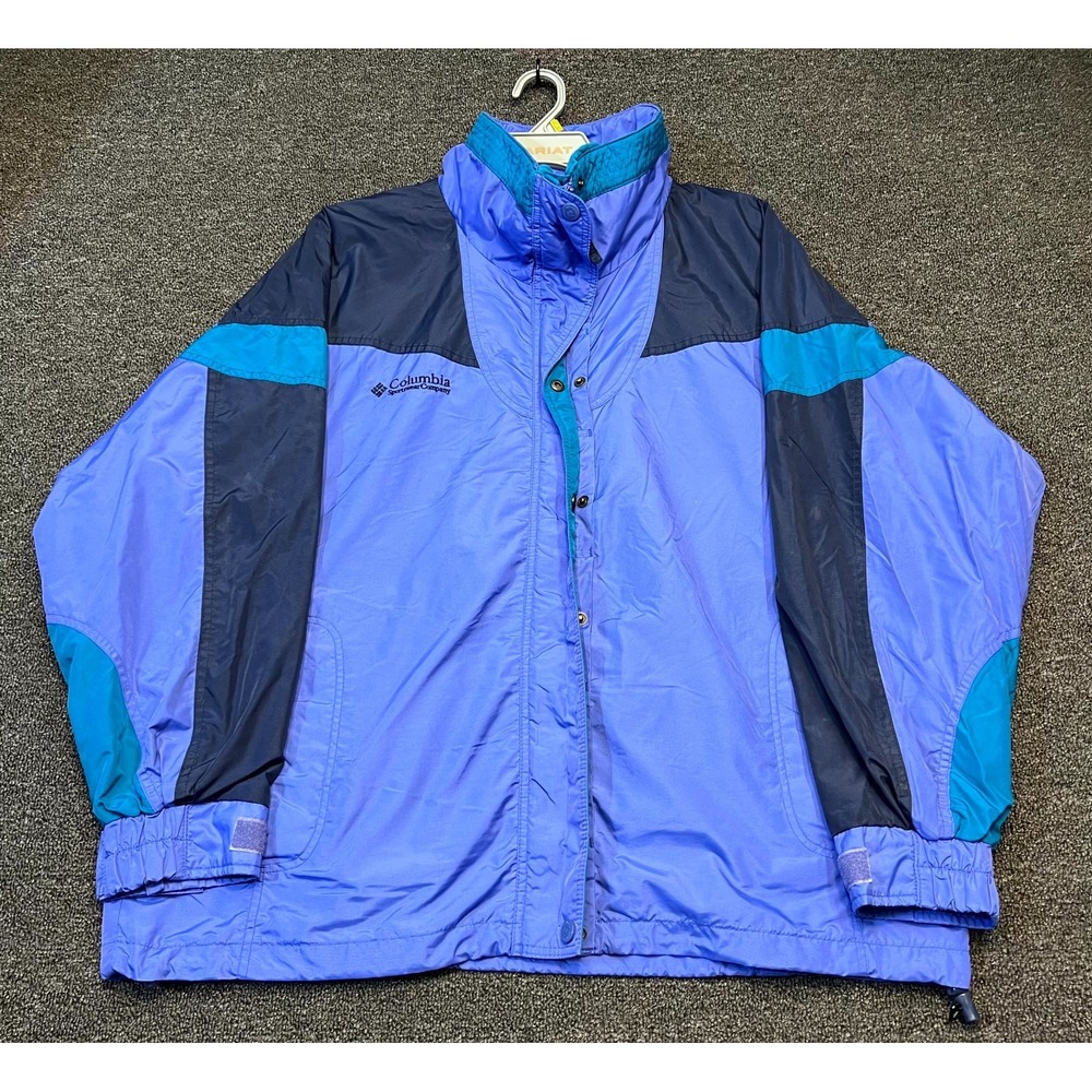 Vintage 1990s Columbia Bugaboo Ski Jacket Womens XL Purple Colorblock Full Zip